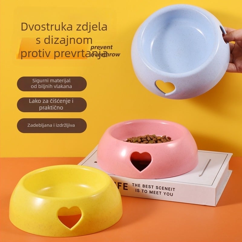 Zdjela za mačke s dizajnom protiv prevrnutja i podrškom za vrat, plastična