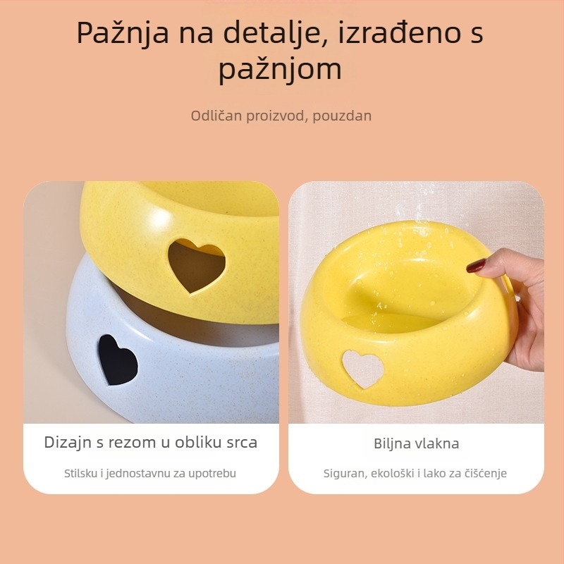 Zdjela za mačke s dizajnom protiv prevrnutja i podrškom za vrat, plastična