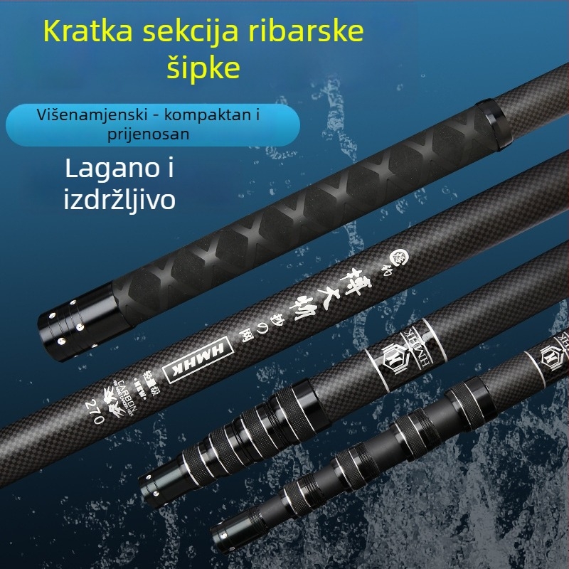 Karbonska štapa za ribolov, 5-sekcijski teleskopski štap, težina 50