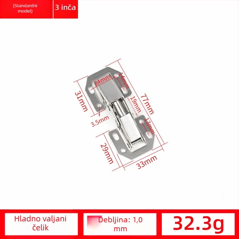 Zglob za vrata ormara – hidrauličko tlumenje, bez rupa, hladno valjani čelik, niklirano, model A1