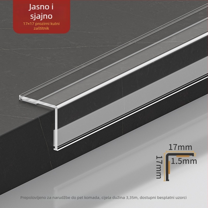 PVC zaštita ugla za zid, samoljepljiva, L-oblik rubni profil, duljina 3,35 m, za rub keramike