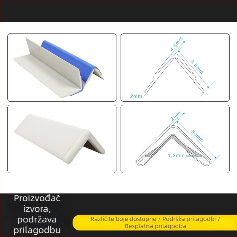 PVC plastični tvrdi kutni zaštitnik za zidove, pogodan za kućanstva, bolnice i škole