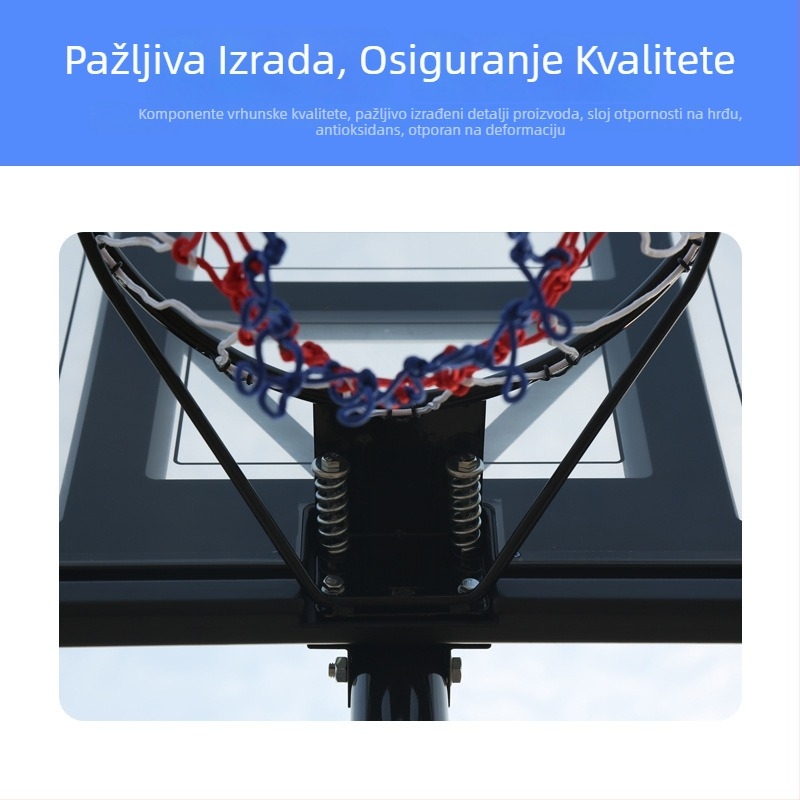 Čvrst košarkaški obruč, konstrukcija od lijevanog željeza, promjer cijevi 16 mm, težina 3,25 kg, SOBALL