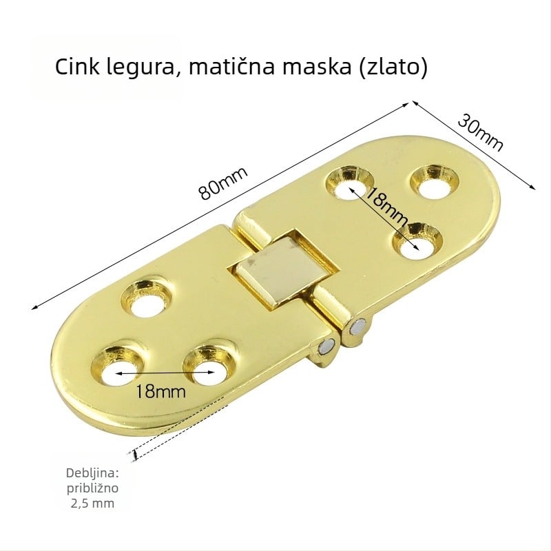 Šarnir za debeli okrugli stol, sklopna ploča, model 3+6, materijal: cinkova legura/nehrđajući čelik, sjajna završna obrada, moderni minimalistički stil