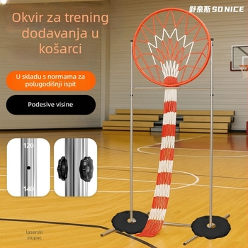 Trener za dodavanje u košarci s podesivim visinskim okvirom i standardnim kruhom za šut