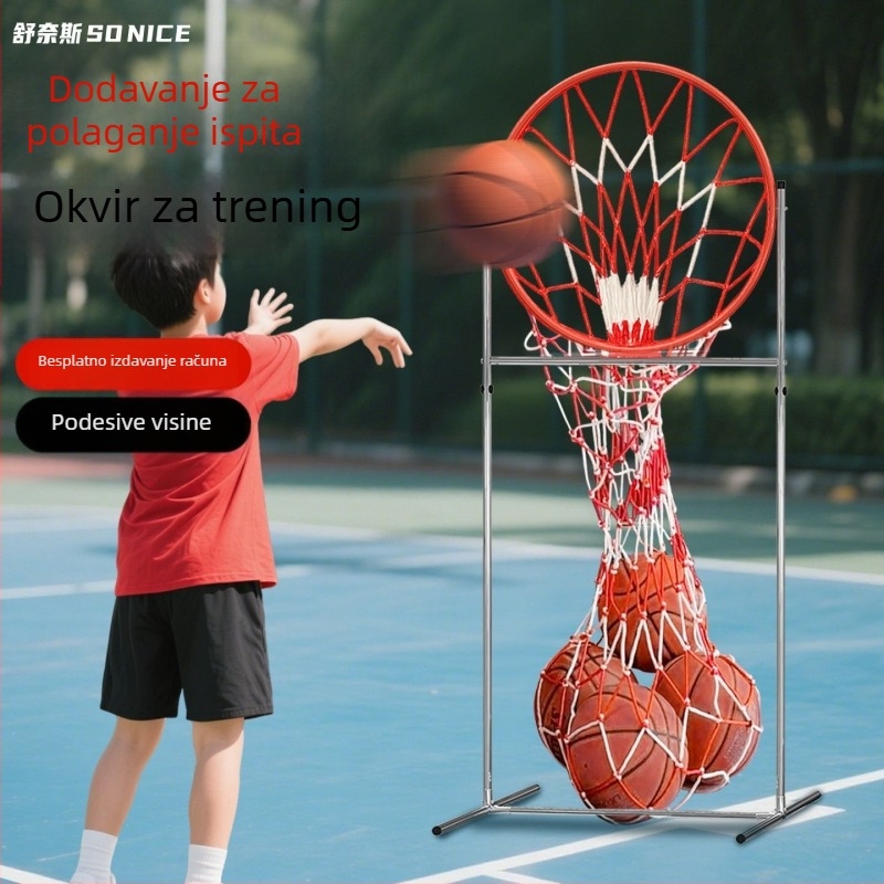 Trener za dodavanje u košarci s podesivim visinskim okvirom i standardnim kruhom za šut