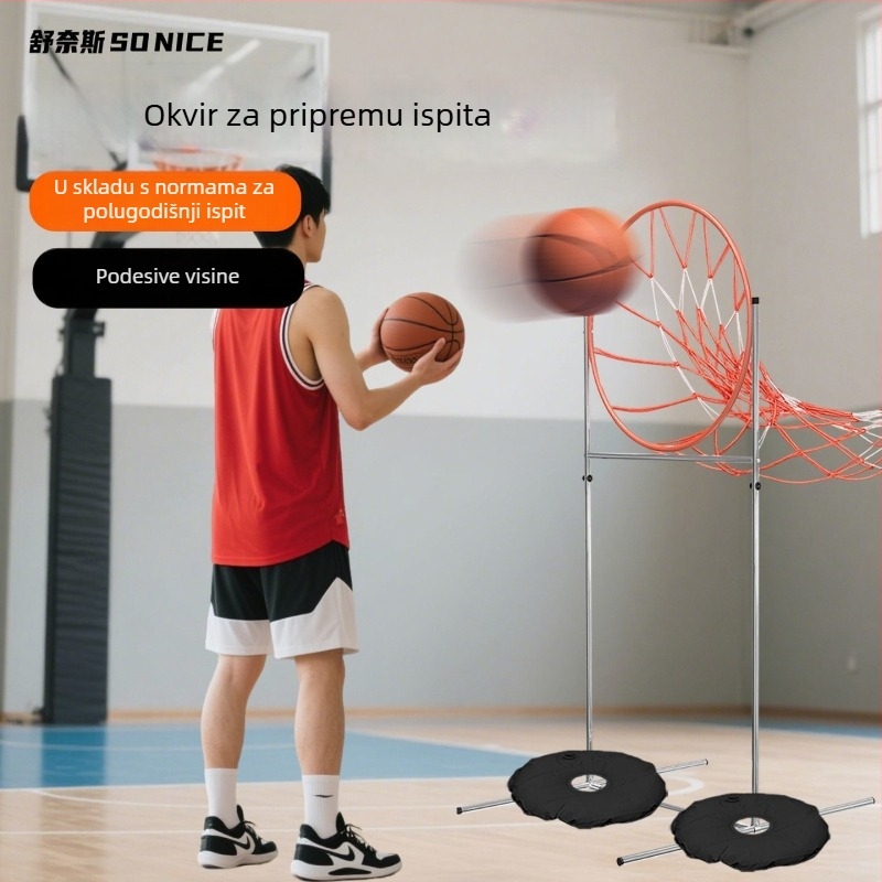Trener za dodavanje u košarci s podesivim visinskim okvirom i standardnim kruhom za šut