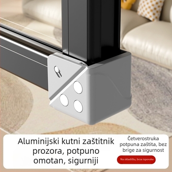 Aluminijski zaštitnik kuta prozora s punim pokrivanjem, zaštita od sudara, za prozore s unutarnjim otvaranjem, komplet zaštite za vrata i prozore, s dvostrukim magnetima