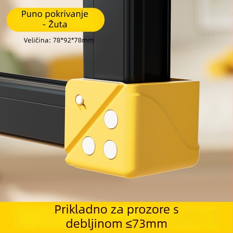 Aluminijski zaštitnik kuta prozora s punim pokrivanjem, zaštita od sudara, za prozore s unutarnjim otvaranjem, komplet zaštite za vrata i prozore, s dvostrukim magnetima