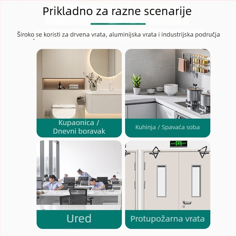 Pružni šarka za drvena vrata s ugrađenim zatvaračem, skriveni dizajn, 90° pozicioniranje, manganova čelika.