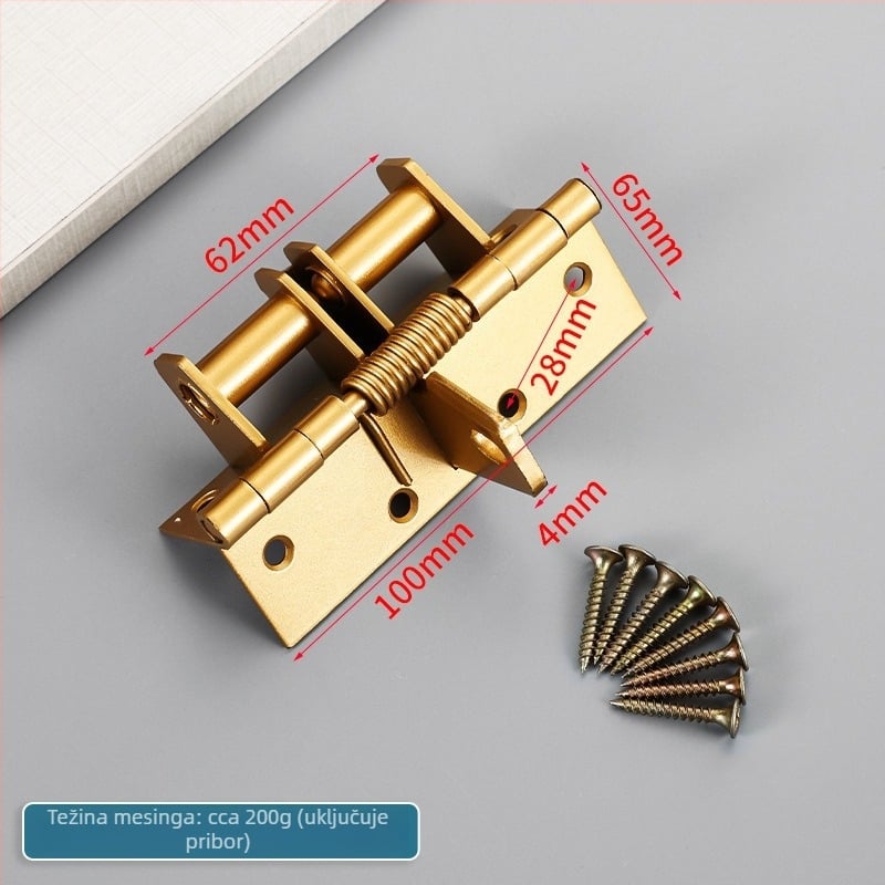 Pružni šarka za drvena vrata s ugrađenim zatvaračem, skriveni dizajn, 90° pozicioniranje, manganova čelika.