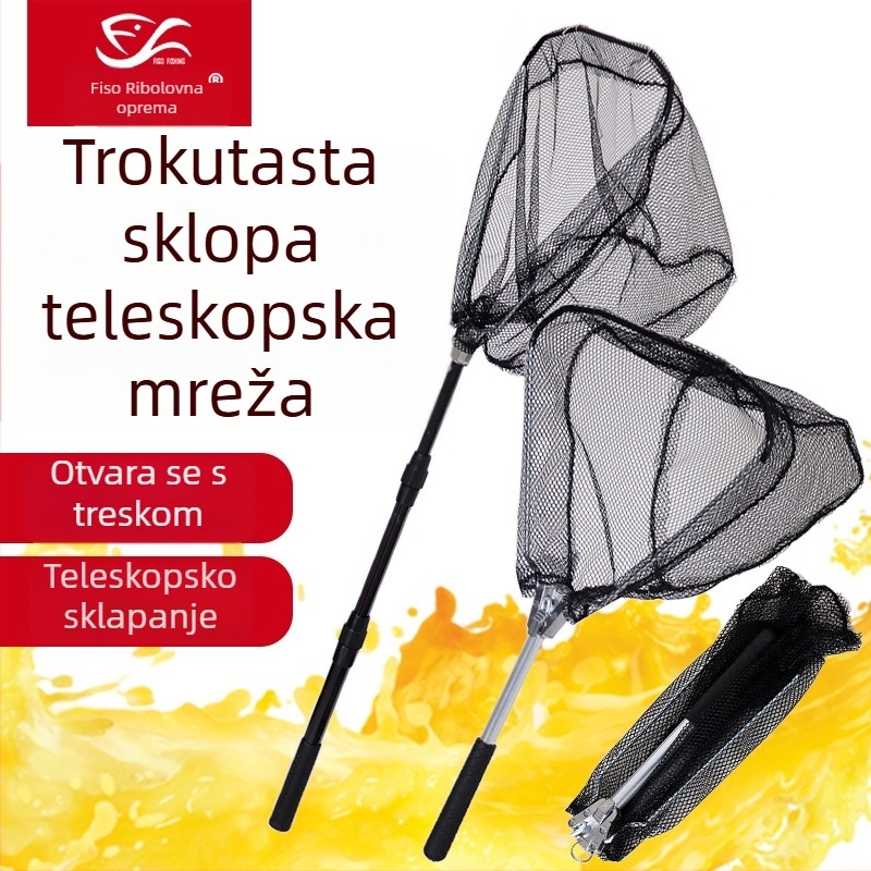Najlonska trokutasta sklopiva mreža za ribolov, teleskopka, prijenosna