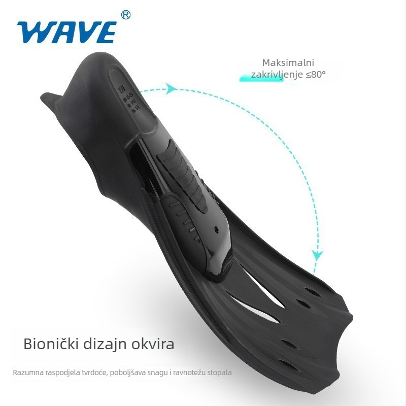Wave profesionalne ronilačke peraje za muškarce - materijal TPR + PP, model F6882, za slobodno ronjenje i ronjenje s maskom