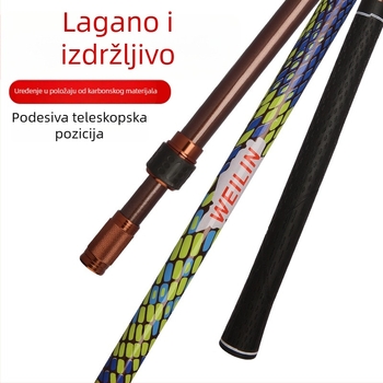 Karbonski držač za ribolovni štap s teleskopskim stalkom – 2 segmenta, podesivo, težina 80