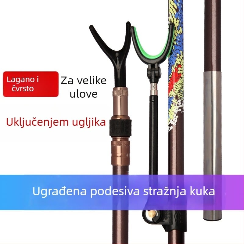 Karbonski držač za ribolovni štap s teleskopskim stalkom – 2 segmenta, podesivo, težina 80