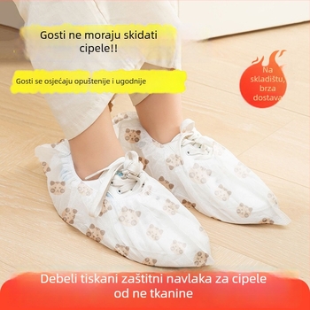 Jednokratne navlake za cipele od netkanog materijala s otiskom, ojačane protiv klizanja za unutarnju upotrebu, uzorom medvjeda