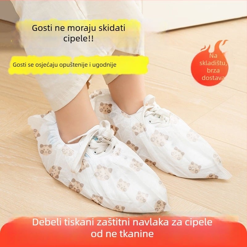 Jednokratne navlake za cipele od netkanog materijala s otiskom, ojačane protiv klizanja za unutarnju upotrebu, uzorom medvjeda