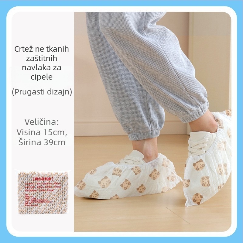 Jednokratne navlake za cipele od netkanog materijala s otiskom, ojačane protiv klizanja za unutarnju upotrebu, uzorom medvjeda
