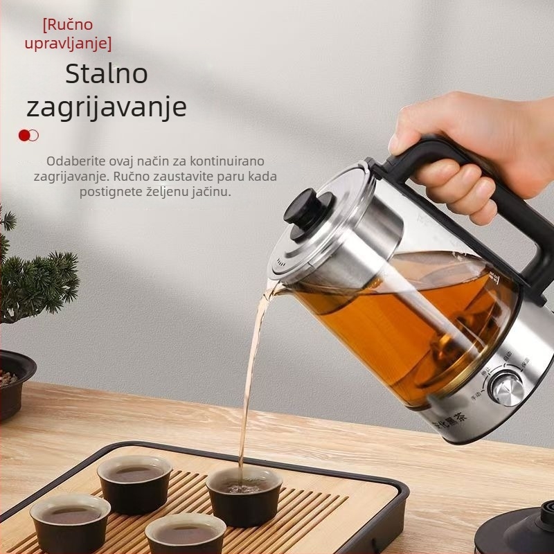 Automatska čajna posuda s tijelom od borosilikatnog stakla, kapacitet 1–1,5 L, 220 V, 500–1000 W, mehaničko upravljanje