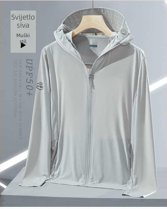 Vanjska vetrovka za outdoor (UPF50+ UV zaštita, prozračna, brzo se suši, najlon tkanina, s kapuljom)