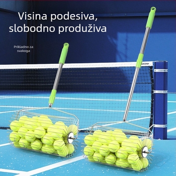 Sakupljač tenis lopti za tenis od nehrđajućeg čelika, teleskopijski, automatski, ručno guranje, velika kapaciteta