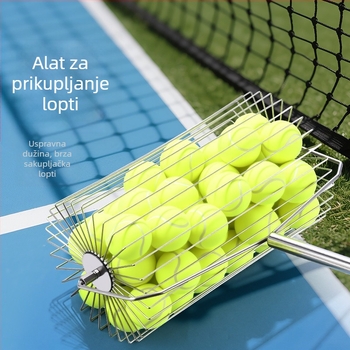 Sakupljač tenis lopti za tenis od nehrđajućeg čelika, teleskopijski, automatski, ručno guranje, velika kapaciteta