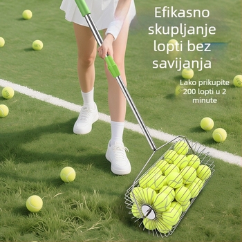 Sakupljač tenis lopti za tenis od nehrđajućeg čelika, teleskopijski, automatski, ručno guranje, velika kapaciteta