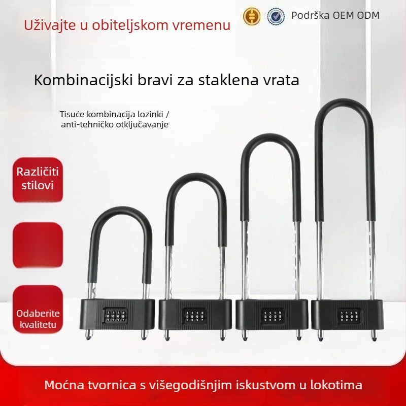 813 Serija zaključavanja s lozinkom – Cinkov legura s ABS premazom – Brava za kućnu upotrebu – Pogodno za staklena dvostruka vrata i klizna vrata – Moderan minimalistički stil