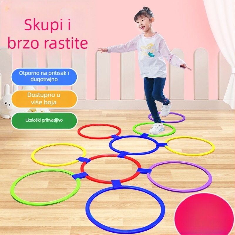 Pomoć za senzornu integraciju u vrtiću — plastična hopscotch ploha s kvadratima i kružnicama za kućnu i vanjsku vježbu, pogodna za nogomet