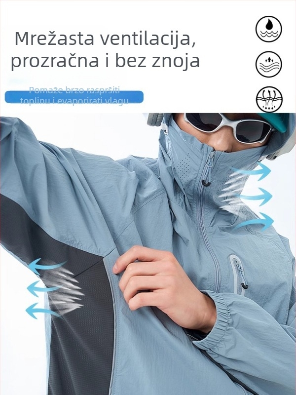 Woodpecker unisex najlon windbreaker s UV zaštitom UPF50+, kapuljačom, brzo se suši, prozračna, lagana