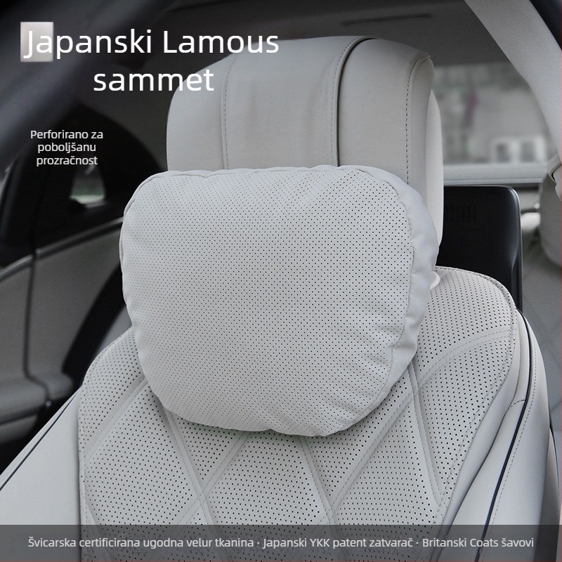 Automobilska potpora za glavu s lumbalnom potporom i jastučićem za vrat, Jednostavan stil (Marka: Evans; Vanjski materijal: nubuk; Punilo: biološki velur; Stil: jednostavan; Sezone: pogodno za sve sezone)