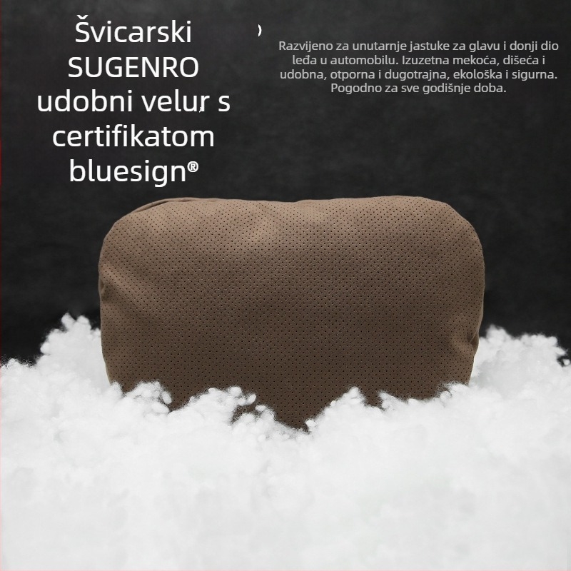 Automobilska potpora za glavu s lumbalnom potporom i jastučićem za vrat, Jednostavan stil (Marka: Evans; Vanjski materijal: nubuk; Punilo: biološki velur; Stil: jednostavan; Sezone: pogodno za sve sezone)