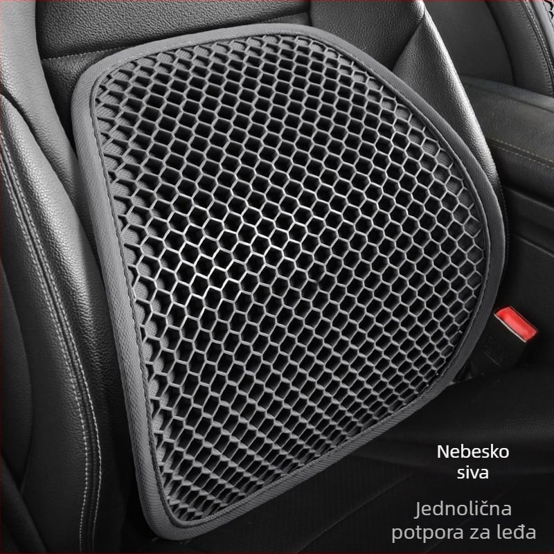 Auto jastuk za sjedalo s prozračnom gel-mrežom, hlađenjem gelom u ćelijama i podrškom za donji dio leđa