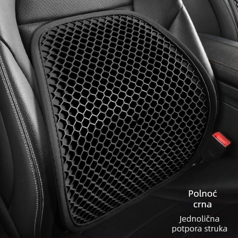 Auto jastuk za sjedalo s prozračnom gel-mrežom, hlađenjem gelom u ćelijama i podrškom za donji dio leđa