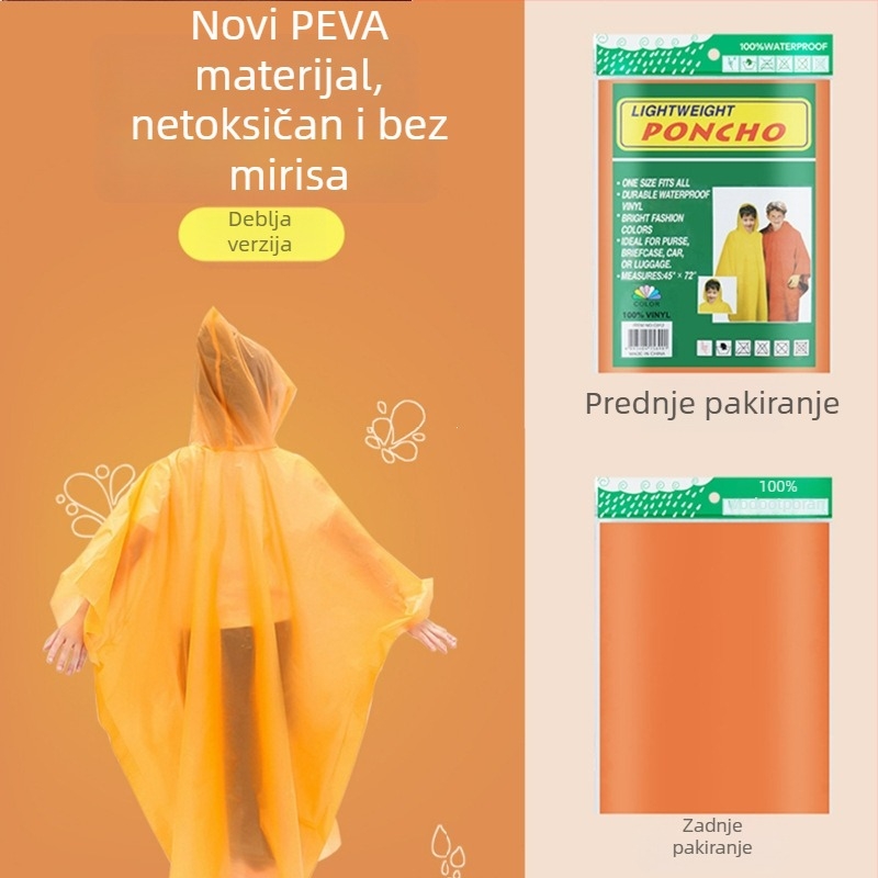 Jednokratno dječje PEVA kišno pončo, 0,03 mm tanak, prenosivo