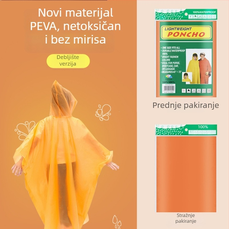 Dječji kišni pončo od PEVA, jednokratna upotreba, debljina 0,03 mm, prenosno