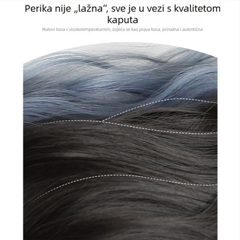 Perika s bubble pletenicom i repom, vlakna otporna na toplinu, duljina srednja do duga, prirodan izgled za žene