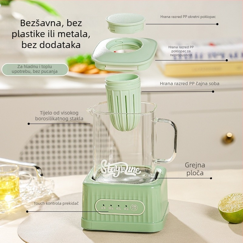 Health Pot s staklenim tijelom i digitalnim termostatom, kapacitet 1–1,5 L, 220 V, 500 W, dodirno upravljanje