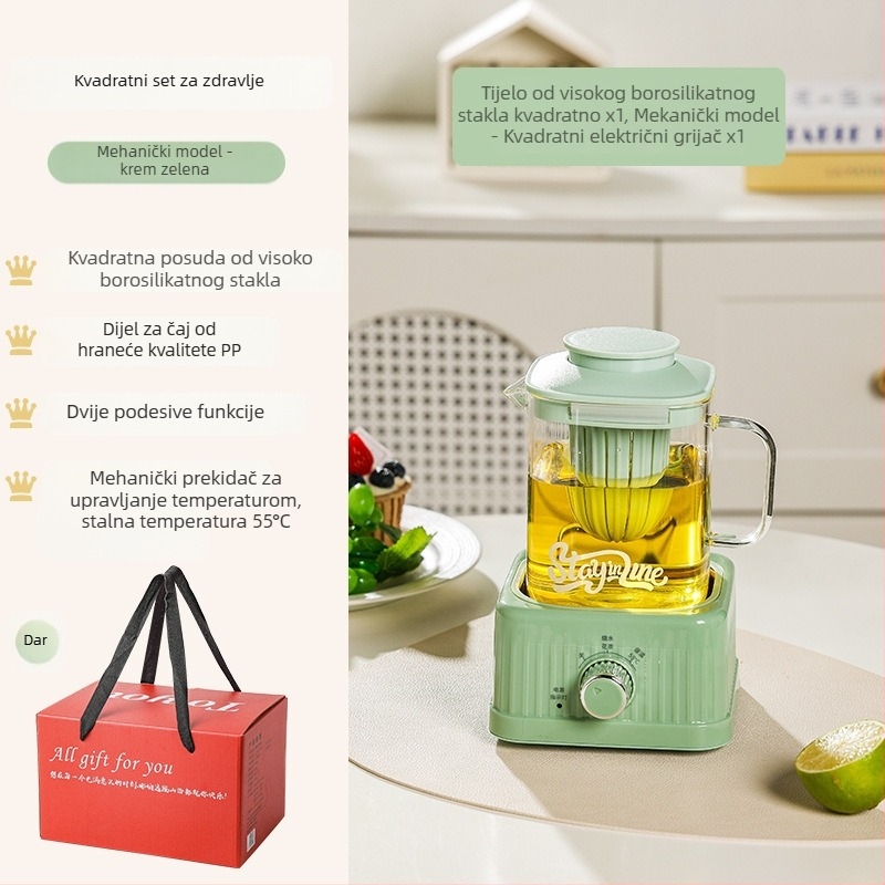 Health Pot s staklenim tijelom i digitalnim termostatom, kapacitet 1–1,5 L, 220 V, 500 W, dodirno upravljanje