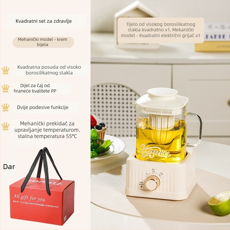 Health Pot s staklenim tijelom i digitalnim termostatom, kapacitet 1–1,5 L, 220 V, 500 W, dodirno upravljanje