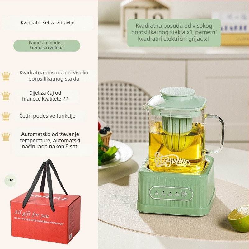 Health Pot s staklenim tijelom i digitalnim termostatom, kapacitet 1–1,5 L, 220 V, 500 W, dodirno upravljanje