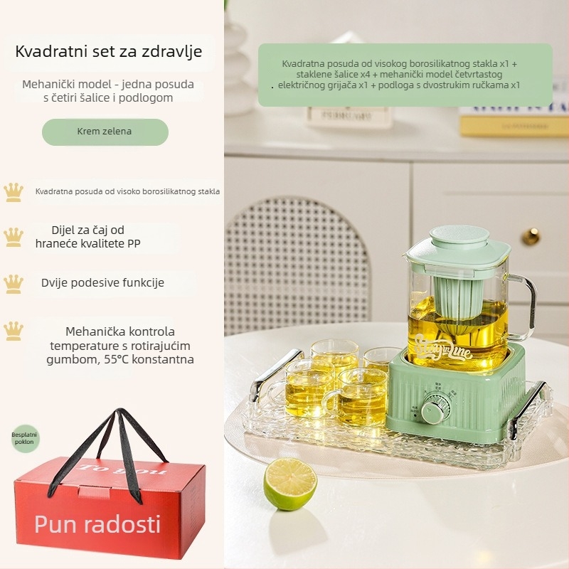 Health Pot s staklenim tijelom i digitalnim termostatom, kapacitet 1–1,5 L, 220 V, 500 W, dodirno upravljanje