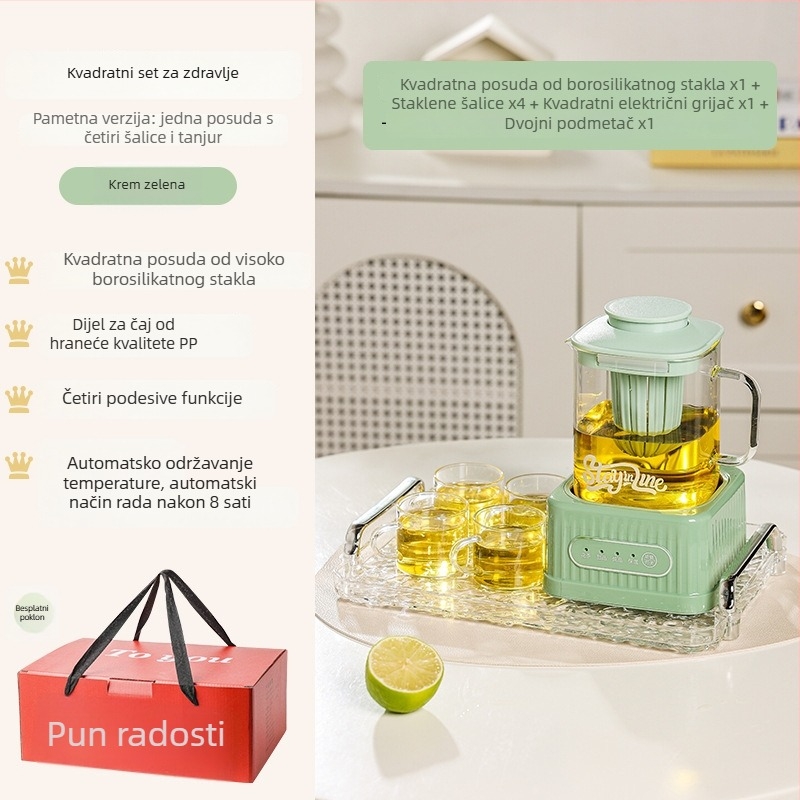 Health Pot s staklenim tijelom i digitalnim termostatom, kapacitet 1–1,5 L, 220 V, 500 W, dodirno upravljanje