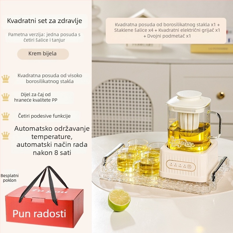 Health Pot s staklenim tijelom i digitalnim termostatom, kapacitet 1–1,5 L, 220 V, 500 W, dodirno upravljanje