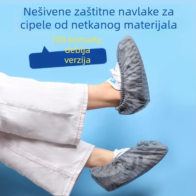 Debele jednorazovne navlake za cipele od netkanog materijala, debele, prozračne, protuklizne, prašiniotporne za kućnu upotrebu; debljina 300 g; 100 komada u pakiranju