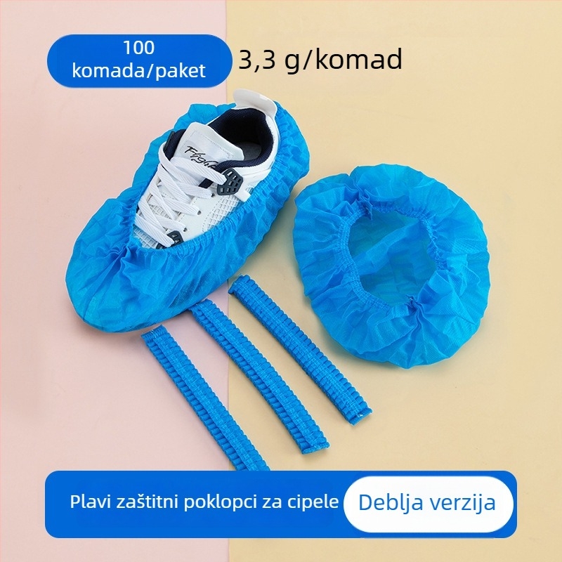 Debele jednorazovne navlake za cipele od netkanog materijala, debele, prozračne, protuklizne, prašiniotporne za kućnu upotrebu; debljina 300 g; 100 komada u pakiranju