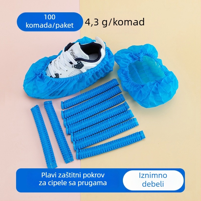 Debele jednorazovne navlake za cipele od netkanog materijala, debele, prozračne, protuklizne, prašiniotporne za kućnu upotrebu; debljina 300 g; 100 komada u pakiranju