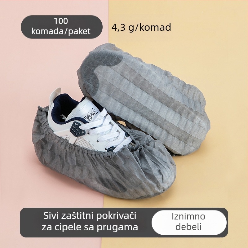 Debele jednorazovne navlake za cipele od netkanog materijala, debele, prozračne, protuklizne, prašiniotporne za kućnu upotrebu; debljina 300 g; 100 komada u pakiranju
