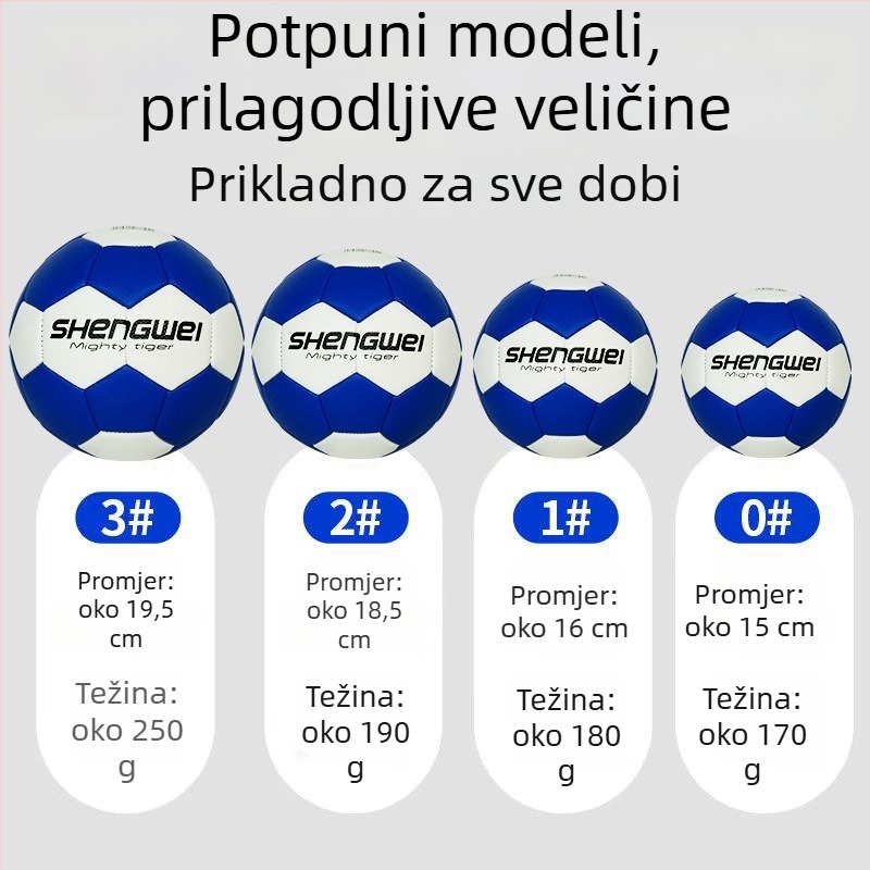 Dječja rukometna lopta broj 0123 od gume, prilagodljiva s logotipom, pogodna za školska natjecanja u osnovnoj školi i vrtiću.