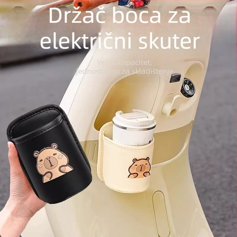 Kožni držač čaše s klipom za električni skuter, bez obrade